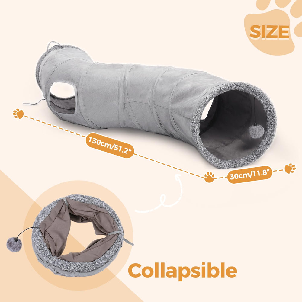 PAWZ Road cat tunnel side view highlights durable faux fur interior