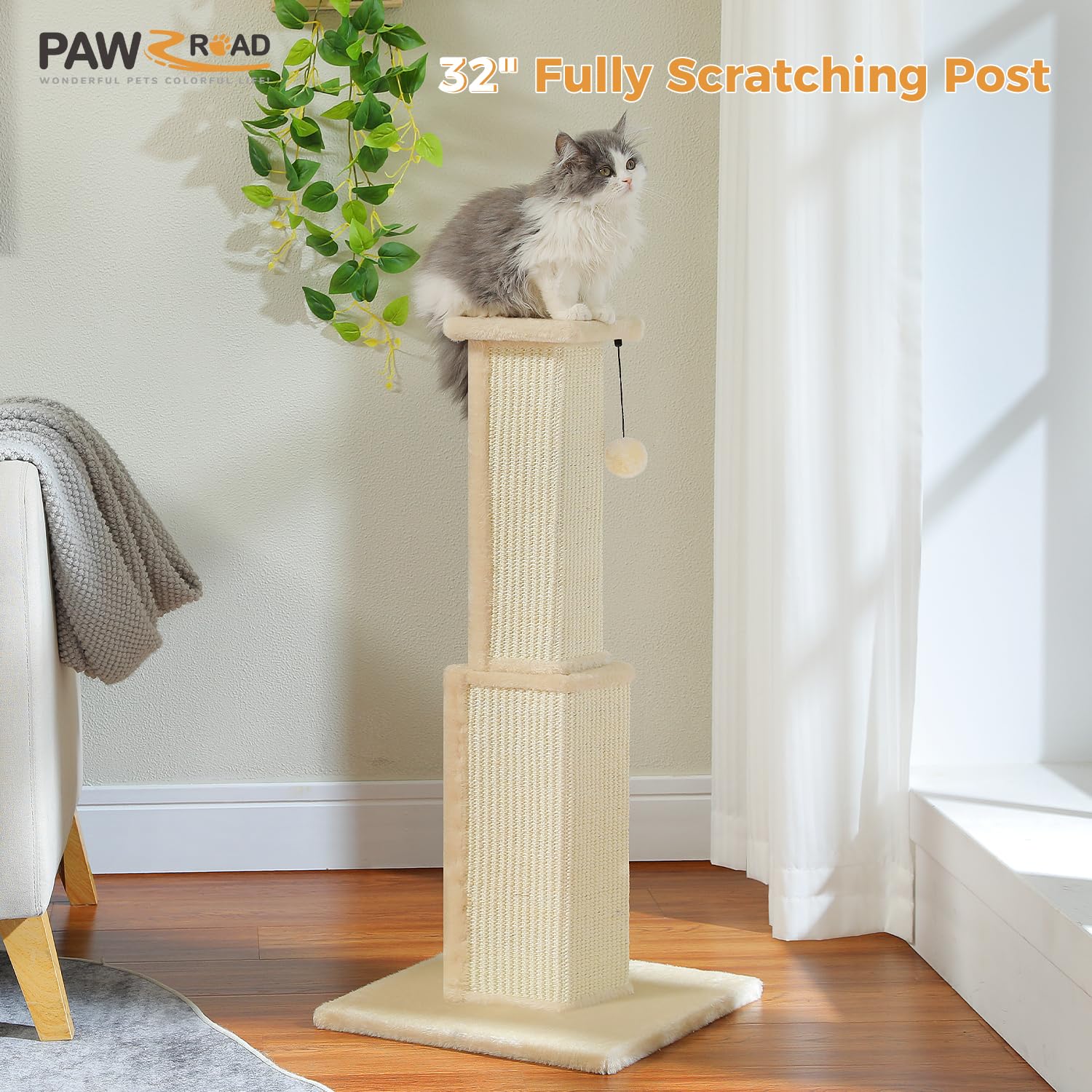 PAWZ Road dangling ball feature adds interactive play for cats.