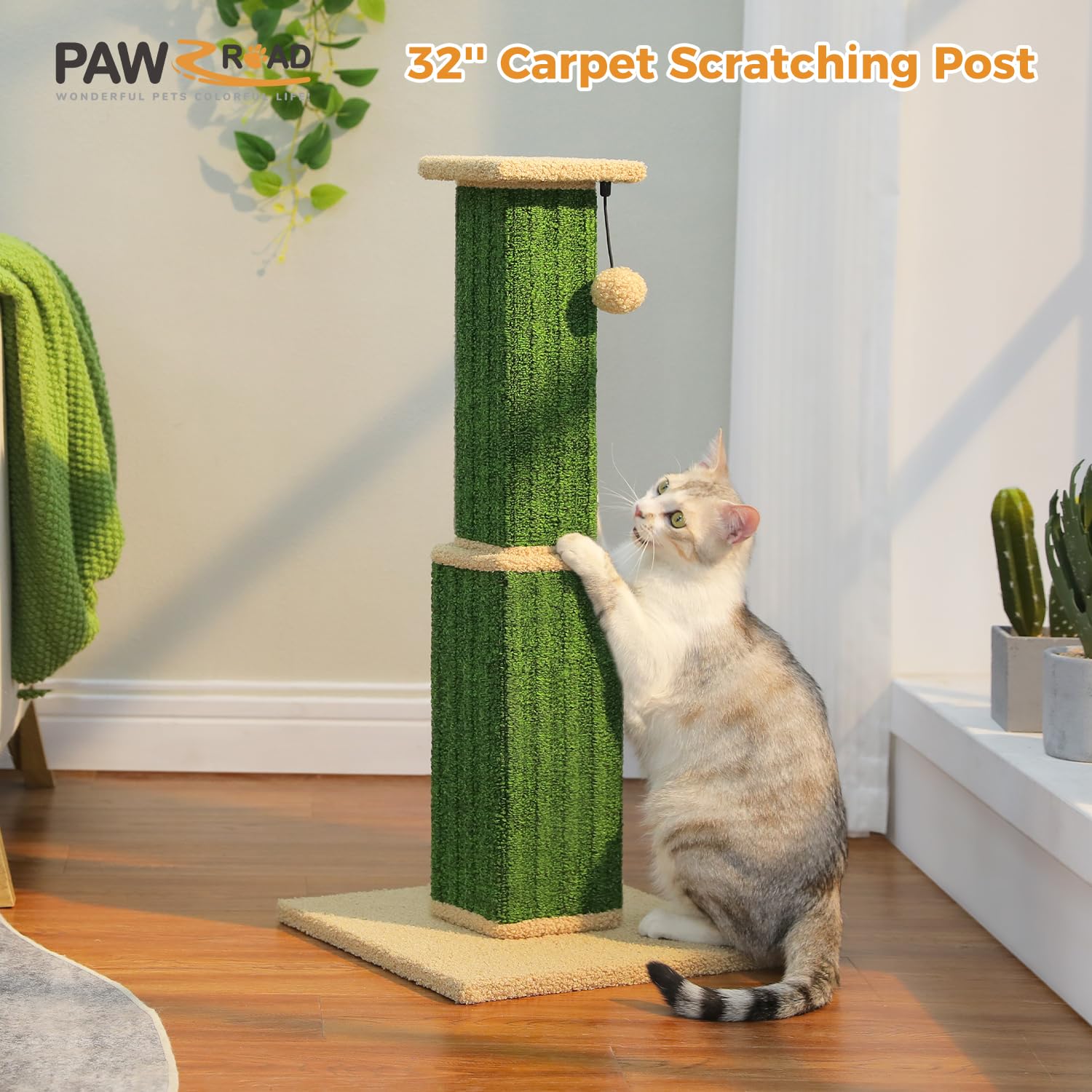 PAWZ Road 5-inch sisal-wrapped pillar detail offers ample scratching texture