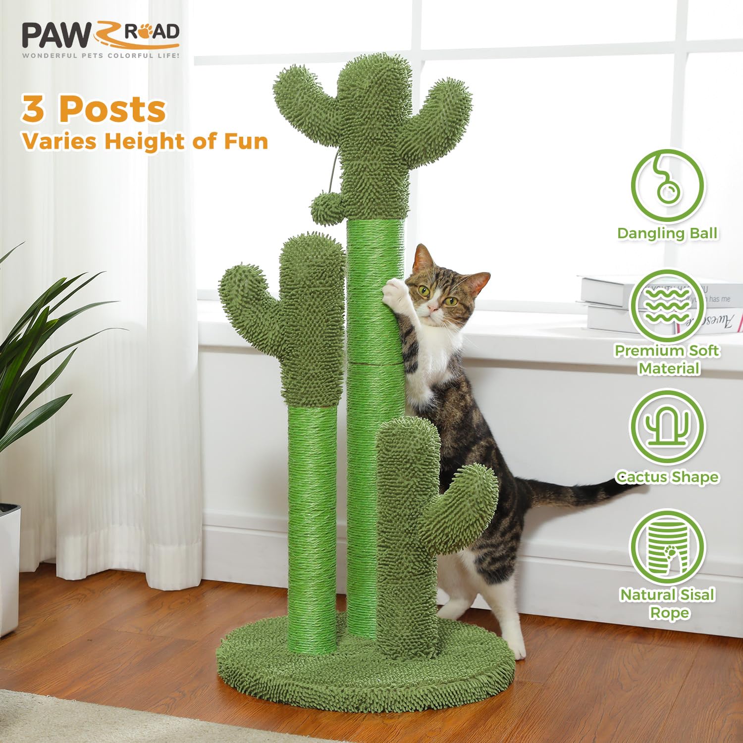 PAWZ Road sisal-poles closeup highlights durable texture for vigorous claws.