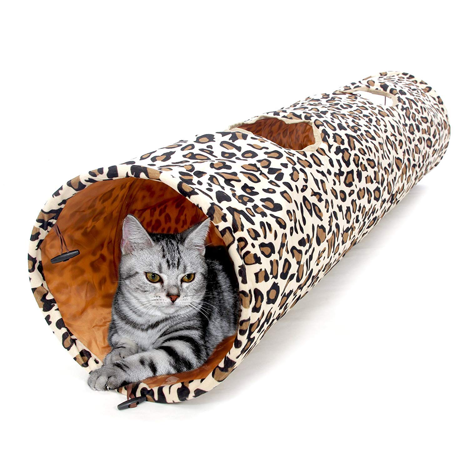 PAWZ Road XL tunnel fully extended shows extra length for big-cat play and exploration.