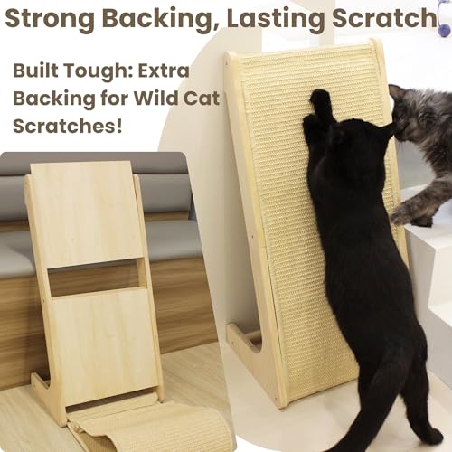 Pawzentic cat-scratcher durable-sisal-mat withstands long sessions with replaceable mats