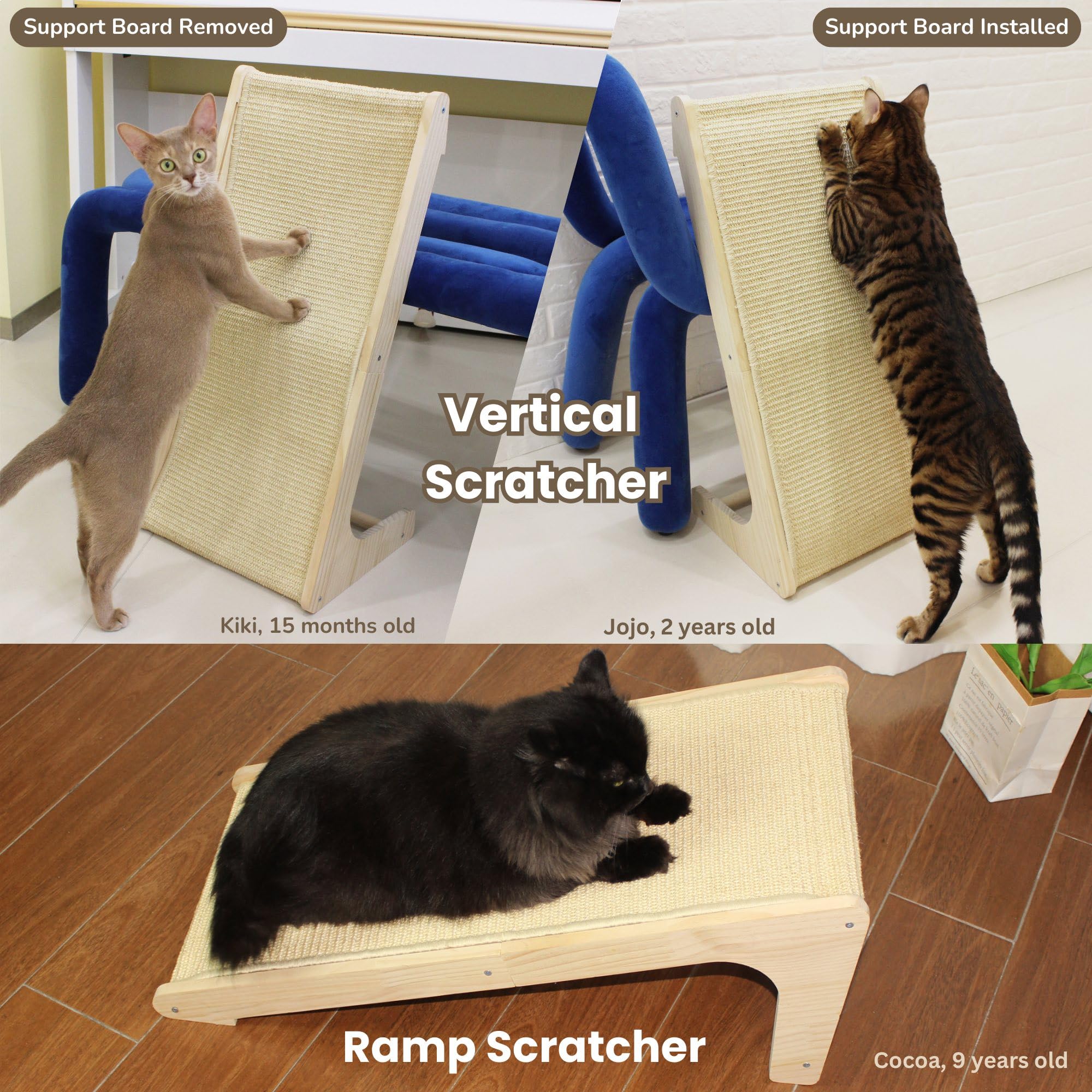 Pawzentic cat-scratcher natural-pine-sisal with catnip helps attract kitties to scratch instead of furniture