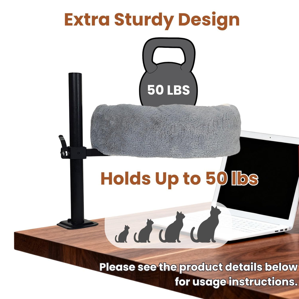 Pawzentic light-grey duo design blends with desks while keeping your cat comfy.