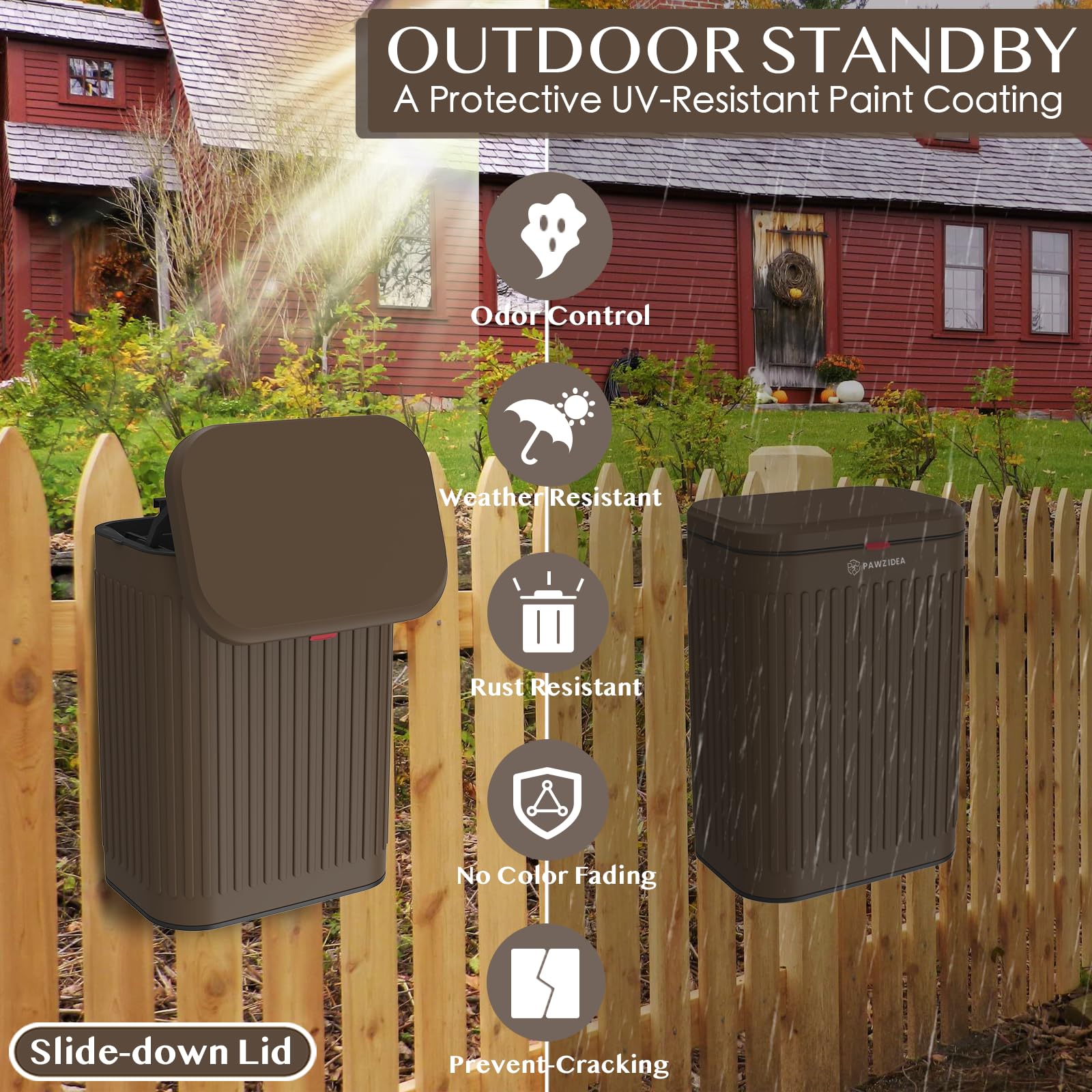 PAWZIDEA 2.1-gallon capacity bin fits small dogs and cats waste with room to spare.