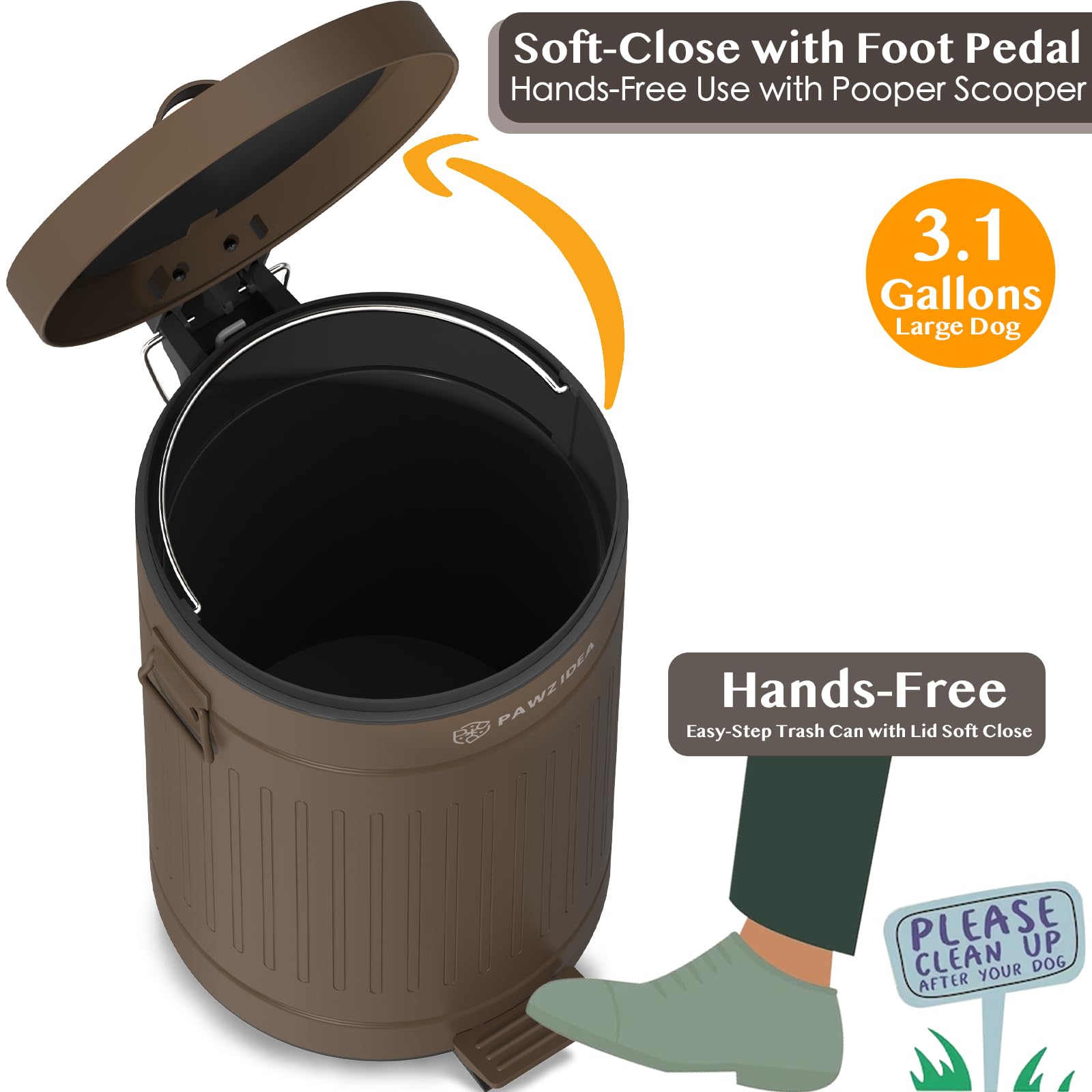 PAWZIDEA 4-gallon bag compatibility enables simple bag changes.