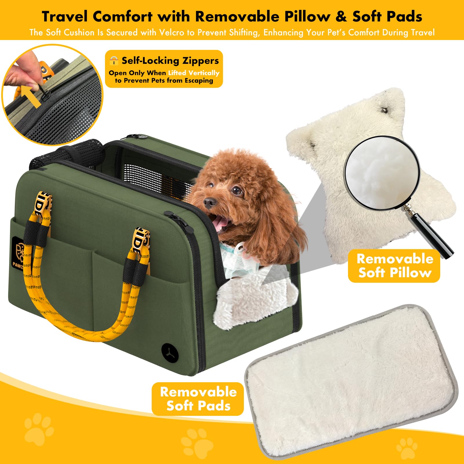 PAWZIDEA Center Console Dog Car Seat folds flat for easy storage