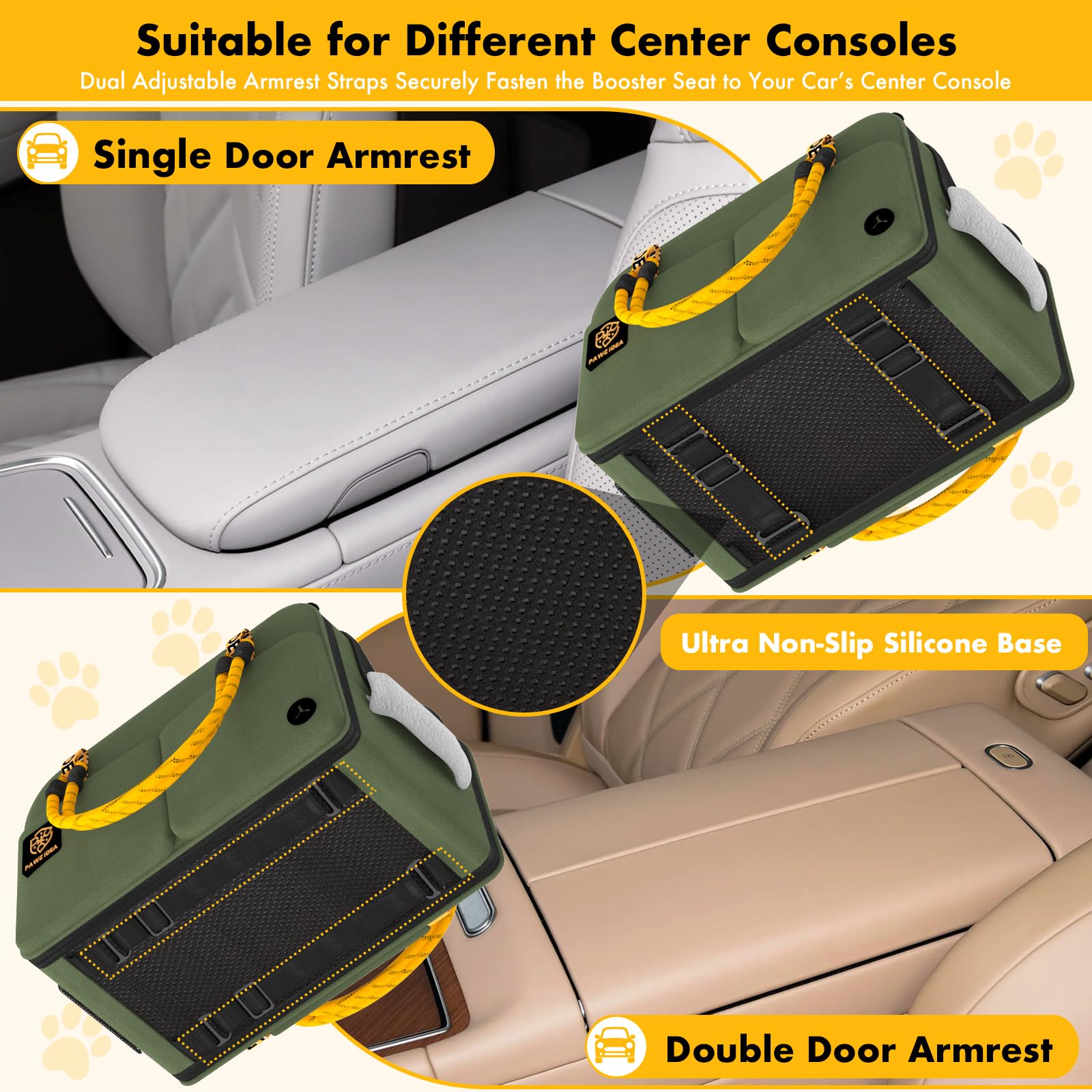 PAWZIDEA Center Console Dog Car Seat fully enclosed design calms anxious pets