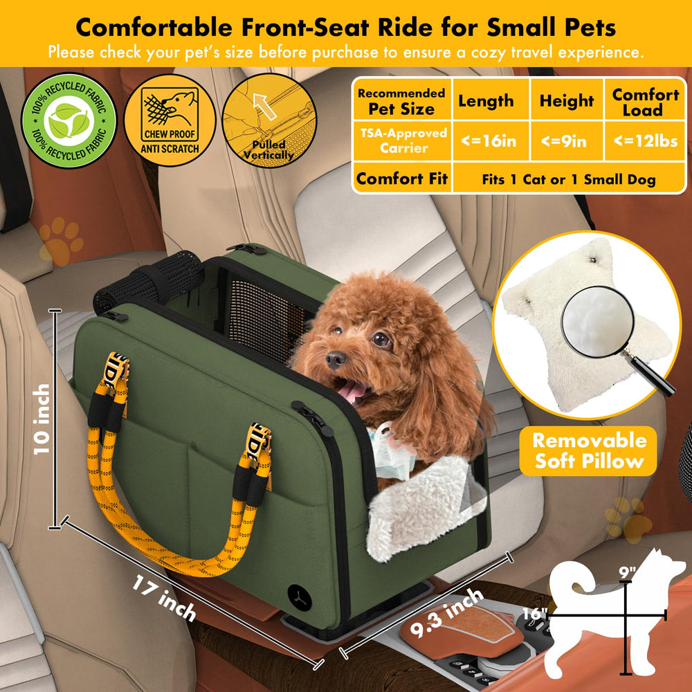 PAWZIDEA Center Console Dog Car Seat side pockets store treats and toys during trips