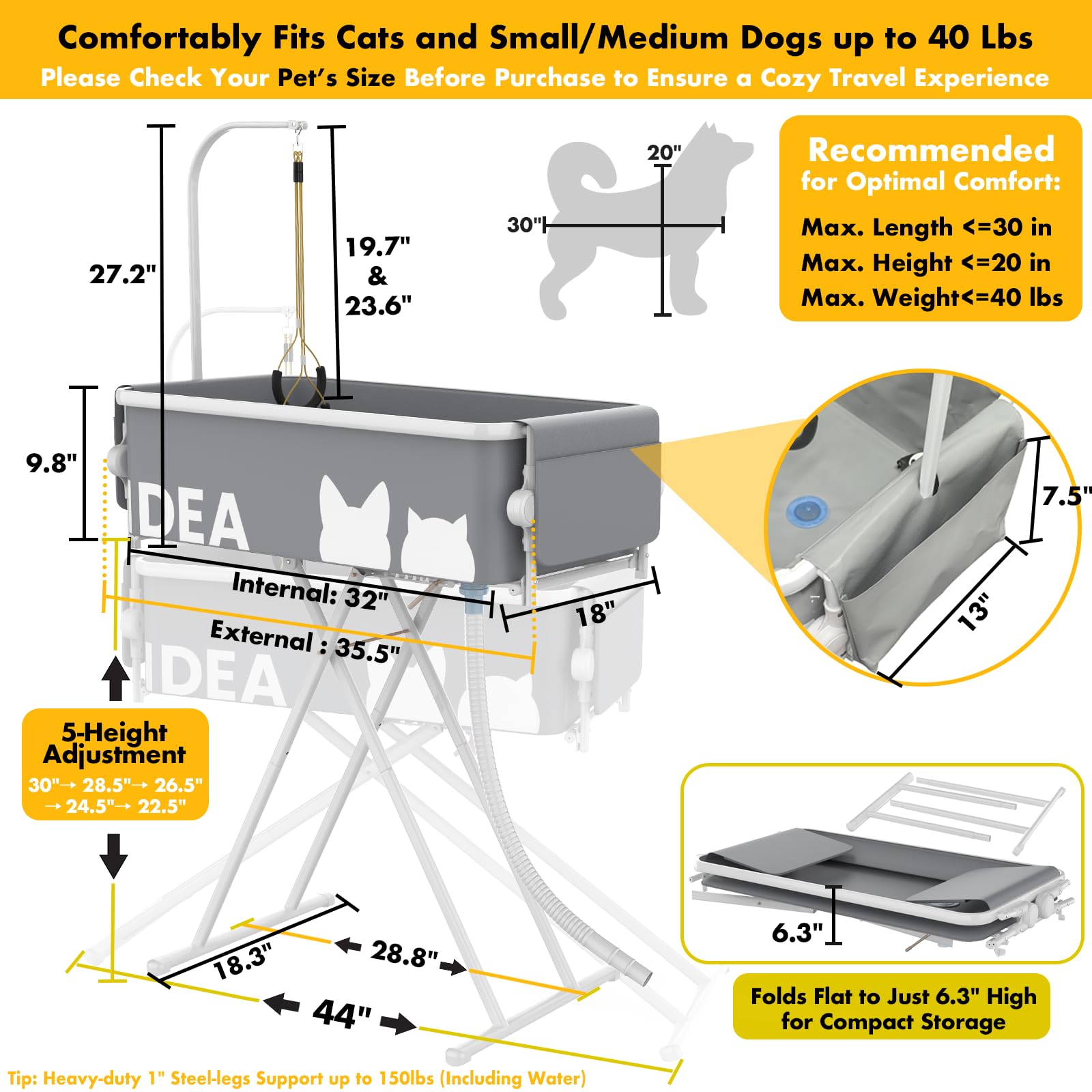 PAWZIDEA detachable grooming arm ready for secure at-home grooming.