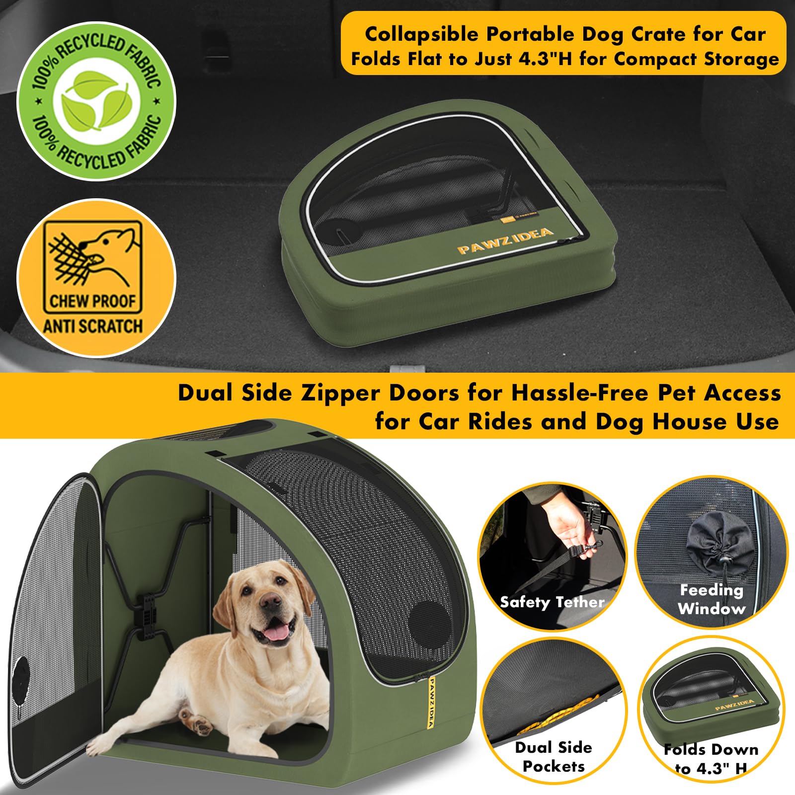 PAWZIDEA feeding window with storage pockets for treats during breaks