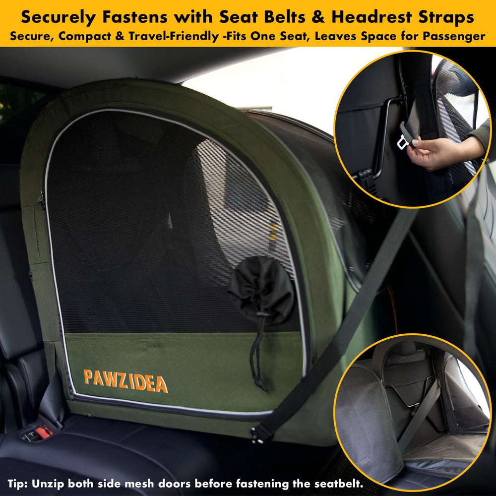 PAWZIDEA front mesh door view lets dogs enjoy scenery while traveling