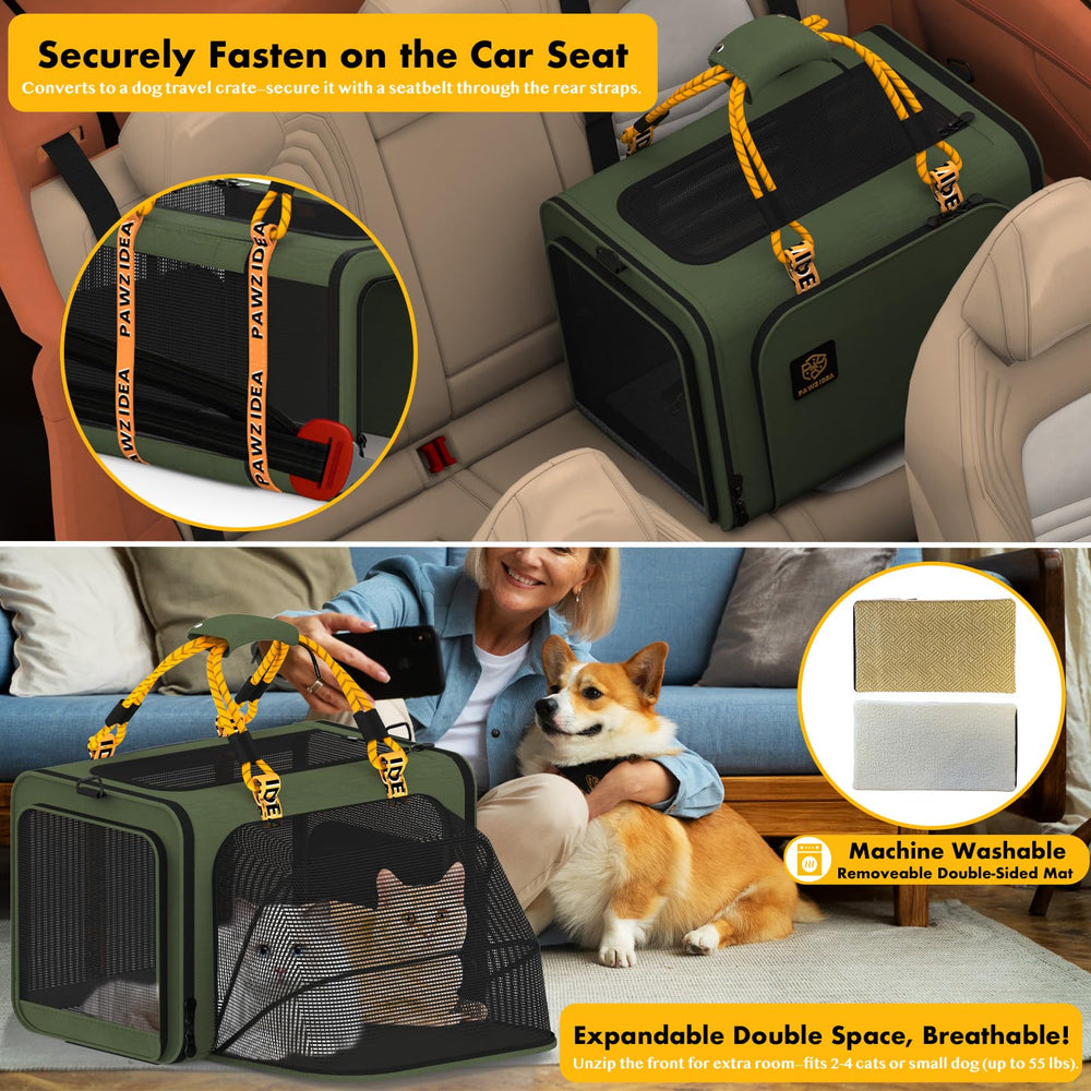 PAWZIDEA large pet carrier folded flat for compact storage.