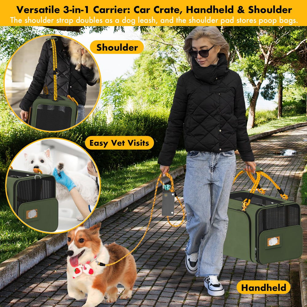 PAWZIDEA large pet carrier safety features include leash clips and self-locking zippers.