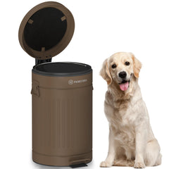 PAWZIDEA outdoor dog poop trash can with lid demonstrates secure storage and odor containment.
