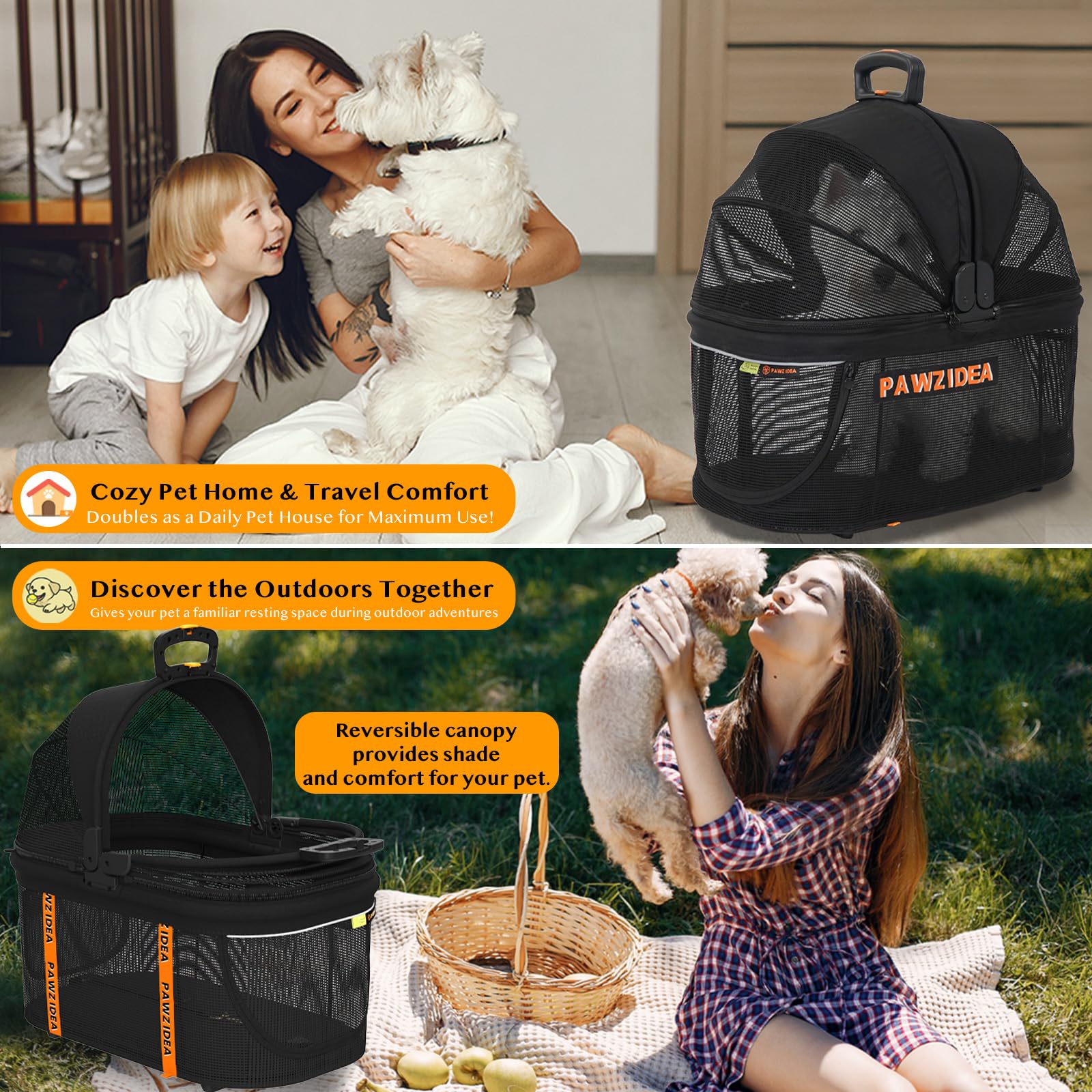 PAWZIDEA washable cushion and breathable mesh promote comfort