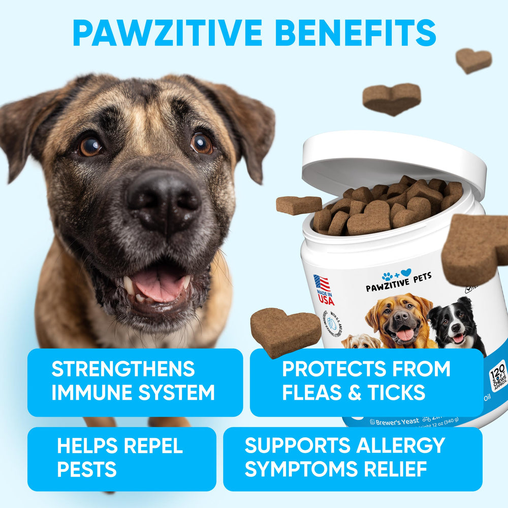 Pawzitive Pets made-in-USA bottle emphasizes trusted sourcing and quality.