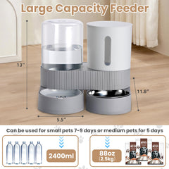 Pawzone gravity water dispenser grey side view demonstrates hands-off refilling.