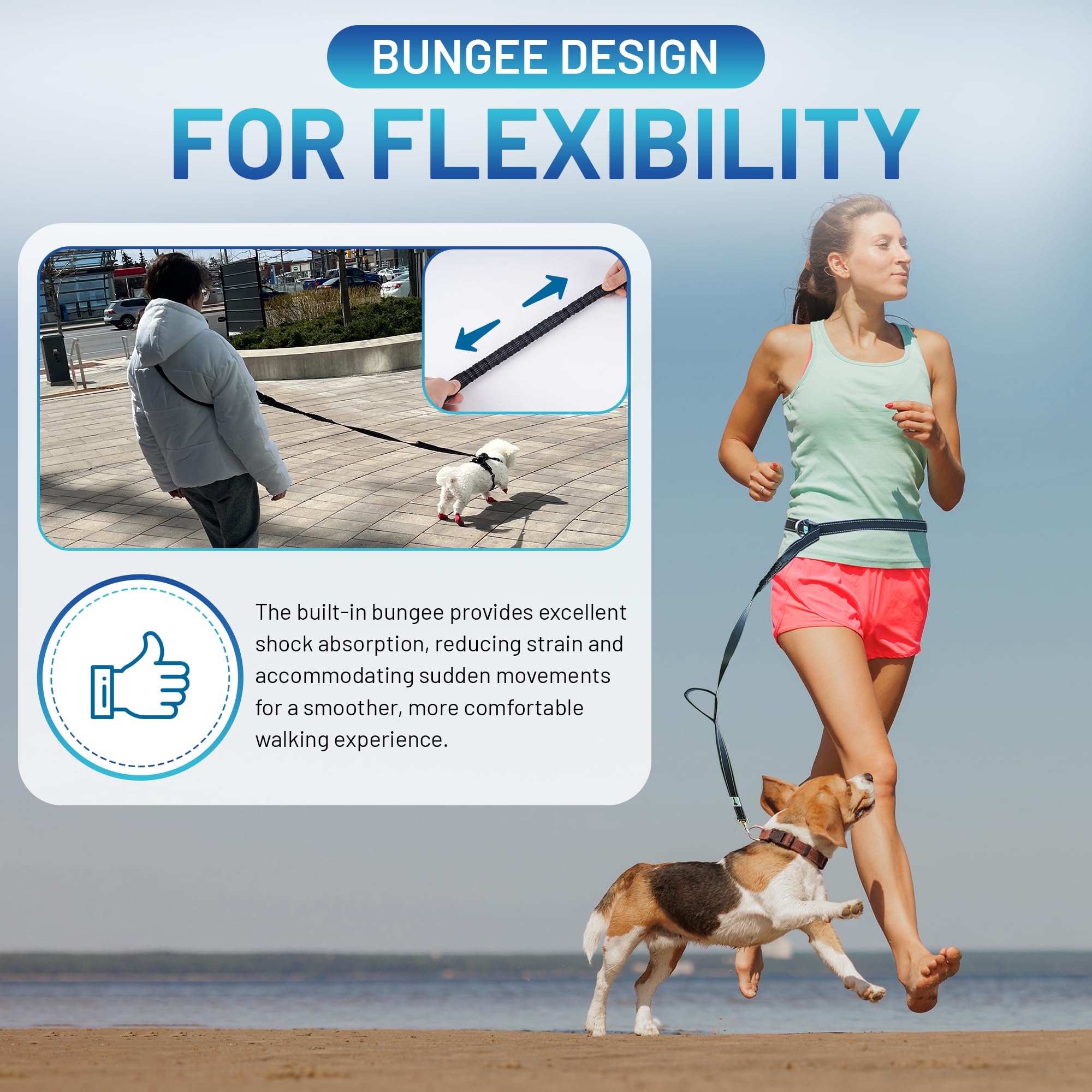 PAWZPAL heavy-duty-construction leash stands up to large breeds on rugged trails