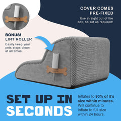 PAWZY Foam Pet Stairs non-slip base keeps stairs stable on floors.