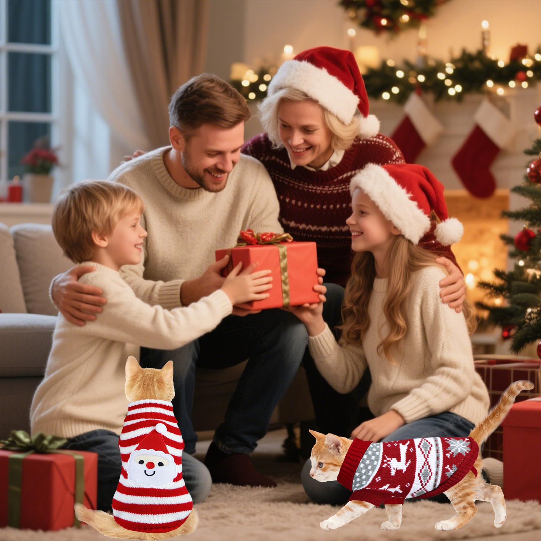 PAYHTOW cat Christmas sweater Santa design keeps pets warm during festivities