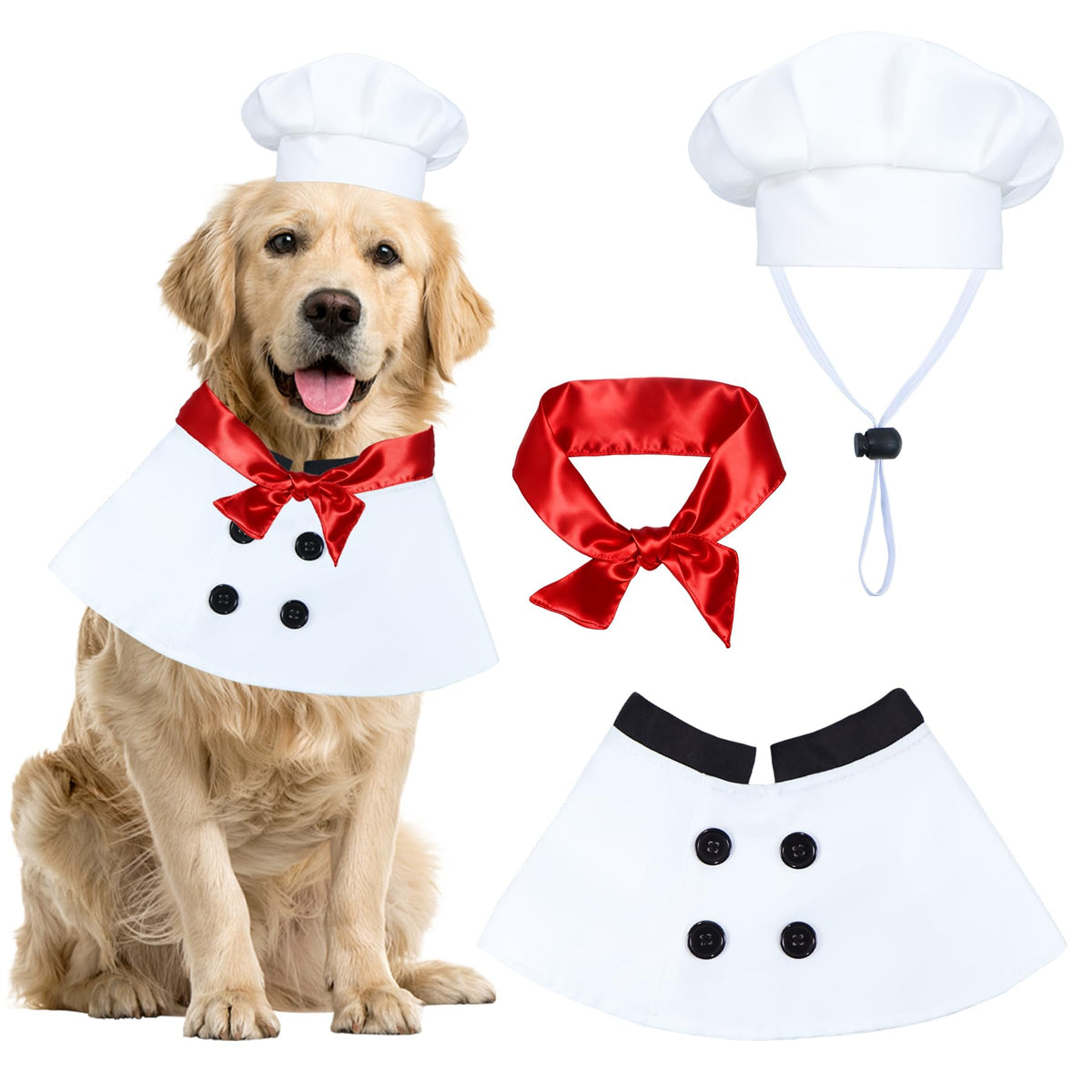 PAYHTOW dog chef hat elevates festive Halloween look for cute photos.