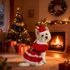 PAYHTOW dog Christmas outfit lotus-leaf cuffs close-up for festive style