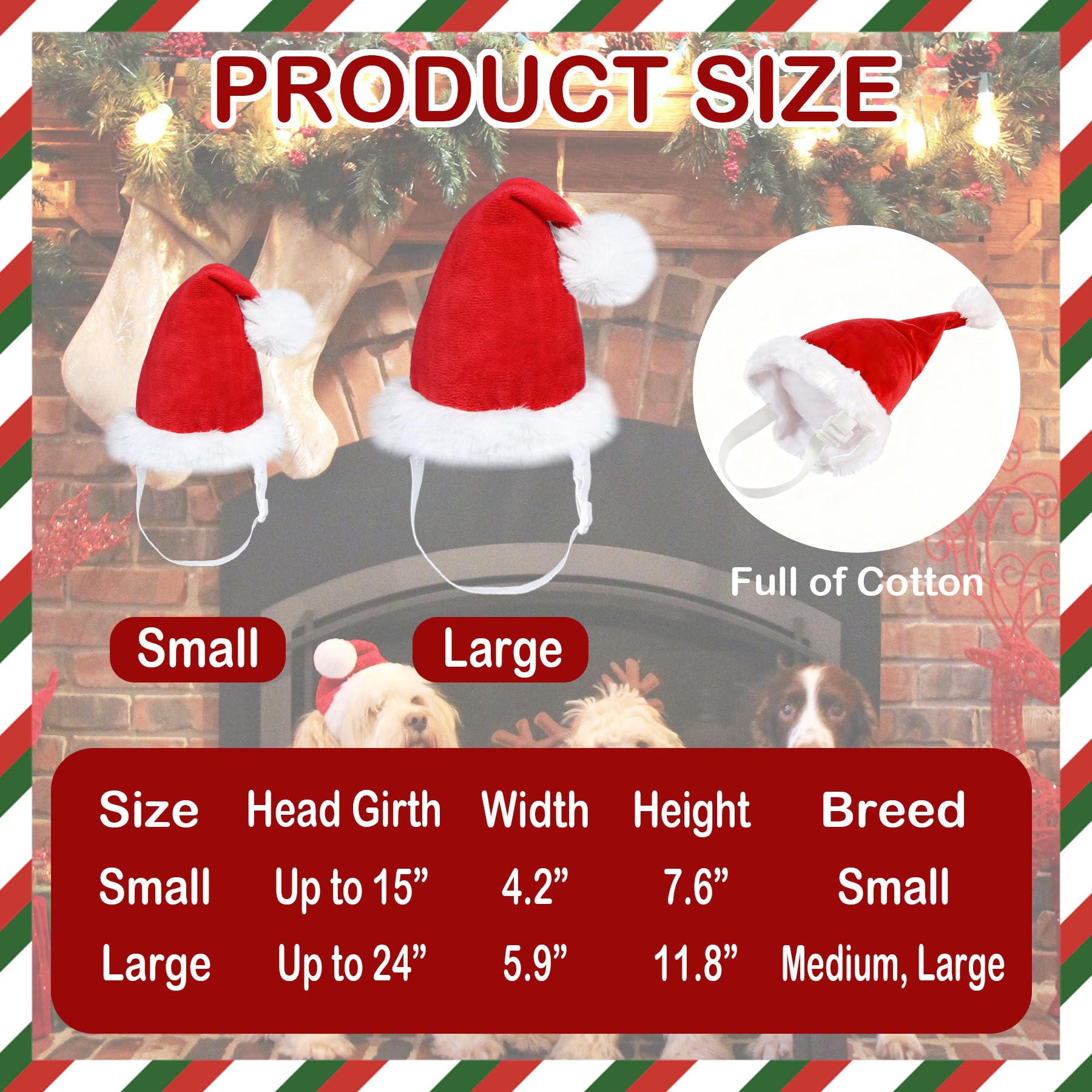 PAYHTOW christmas outfit set with hat and scarf on excited pup