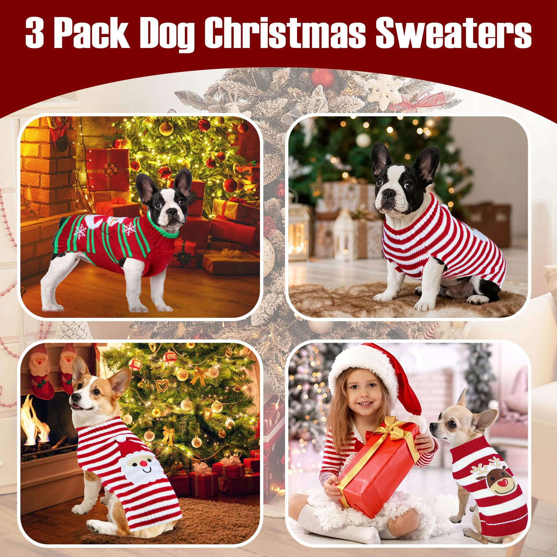 PAYHTOW Reindeer dog sweater great for family celebrations