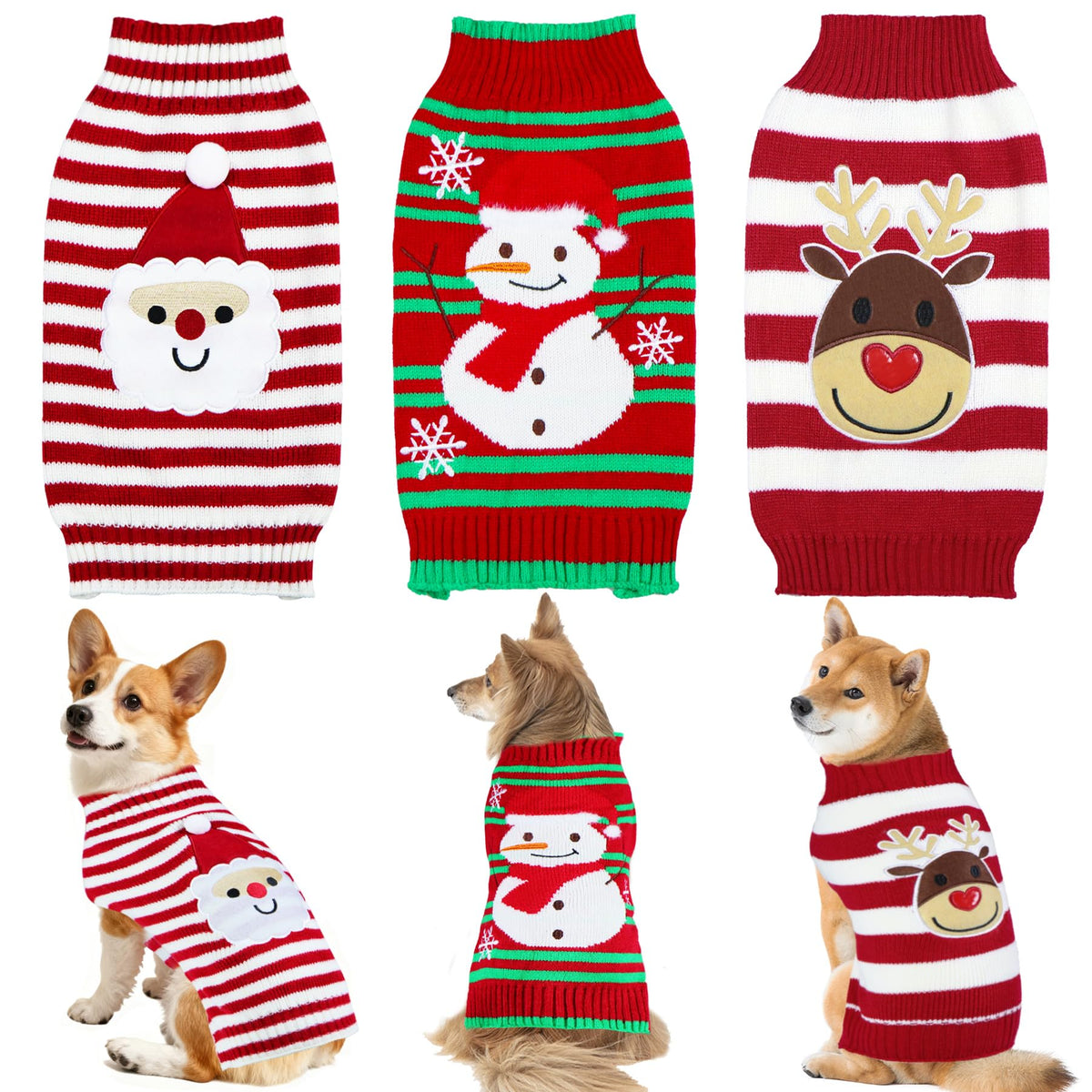 PAYHTOW Santa dog sweater ready for festive photos
