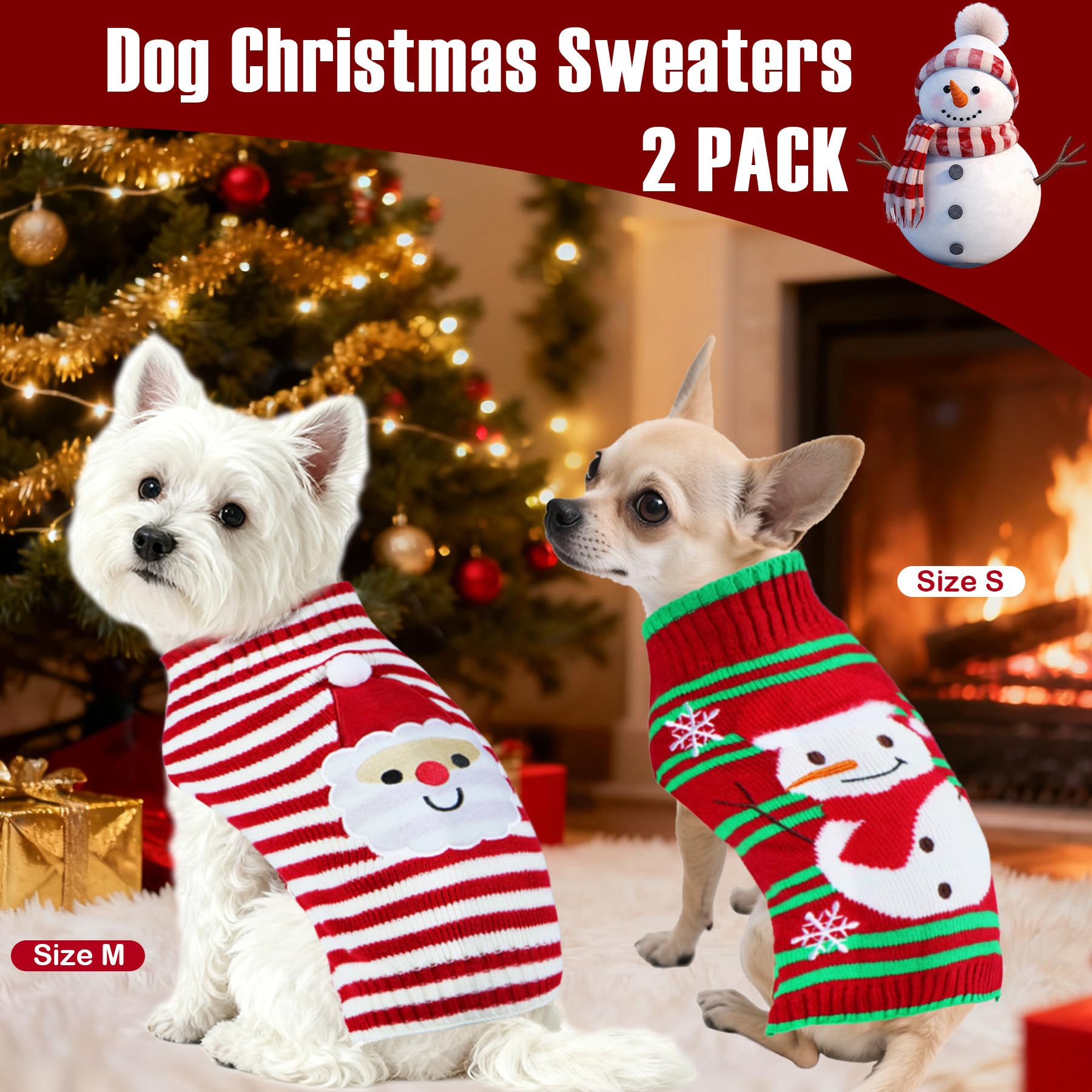 PAYHTOW dog Christmas sweater snowman pattern for cozy holiday outings.