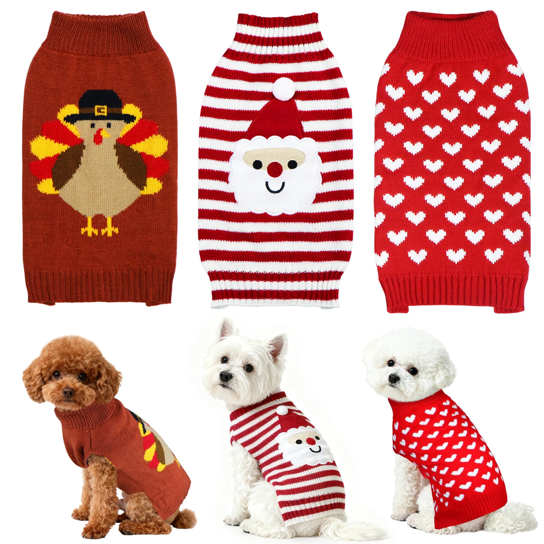 PAYHTOW turkey dog sweater for festive Thanksgiving look and cozy photos.