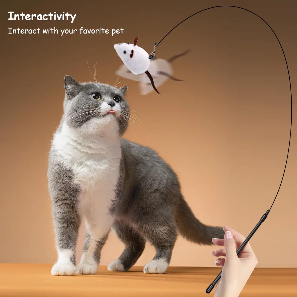 PAZ'S GIFT cat wand toy dangling tails mimic prey