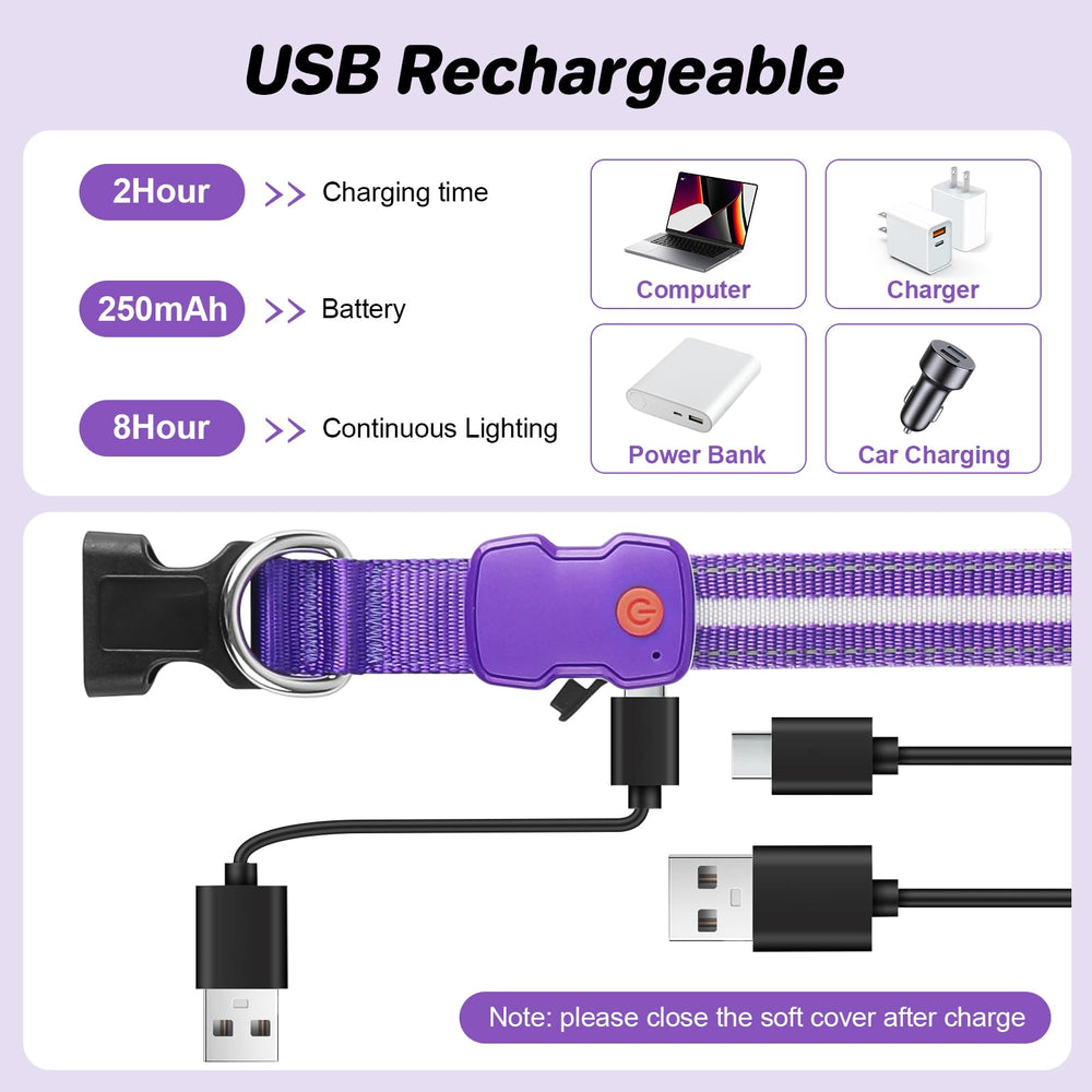PcEoTllar dog collar with 3 flashing modes boosts low-light visibility