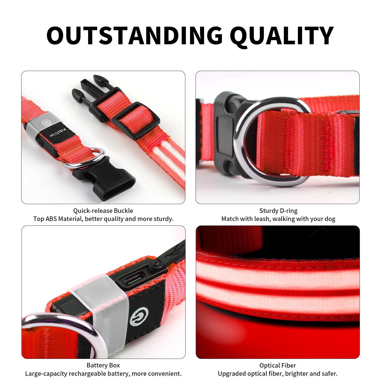 PcEoTllar lighted dog collar size chart guides fit for small to XL dogs