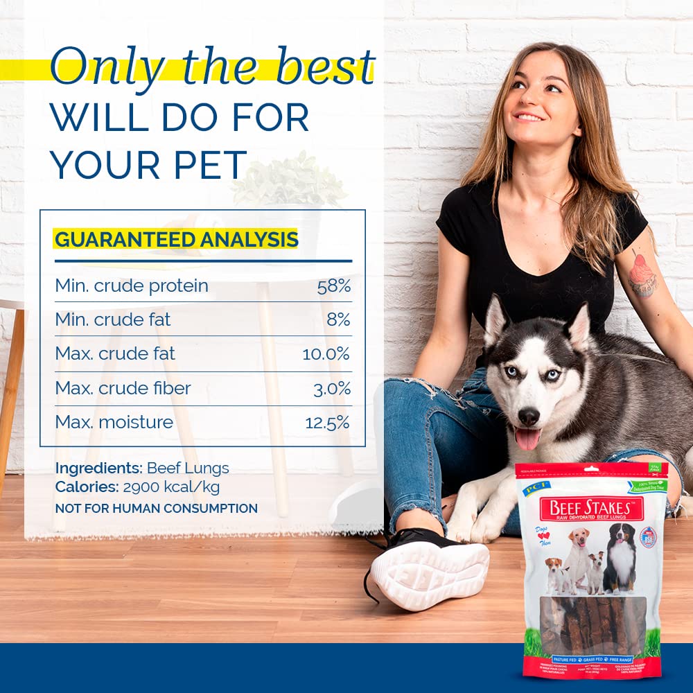 PCI Beef Stakes closeup shows crunchy, single-ingredient beef lungs