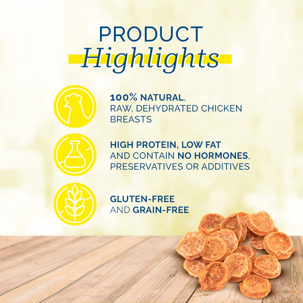 PCI Chicken Nibble resealable canister preserves freshness for convenient storage.