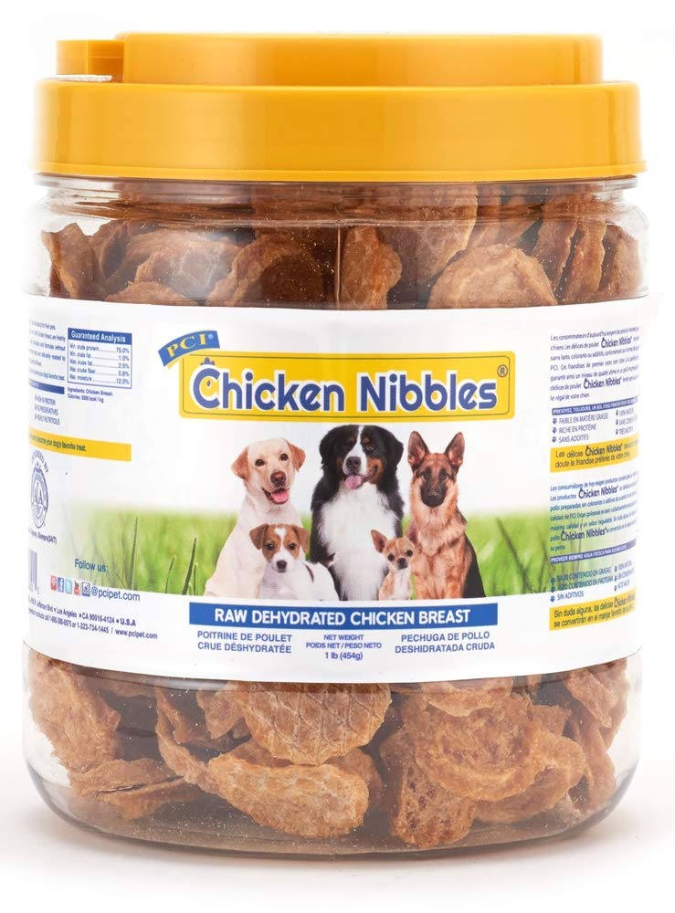 PCI Chicken Nibbles 2-1lb containers in a resealable canister for convenient rewards.