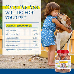 PCI Pet Center chicken-tenders closeup highlights wholesome chicken breast for protein-rich chews