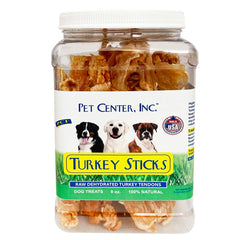 PCI Pet Center turkey sticks canister front view shows natural, protein rich treats for training