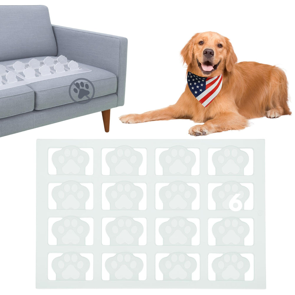 PEACHTREE PET clear scat mat pack shot showing six sheets for full couch protection