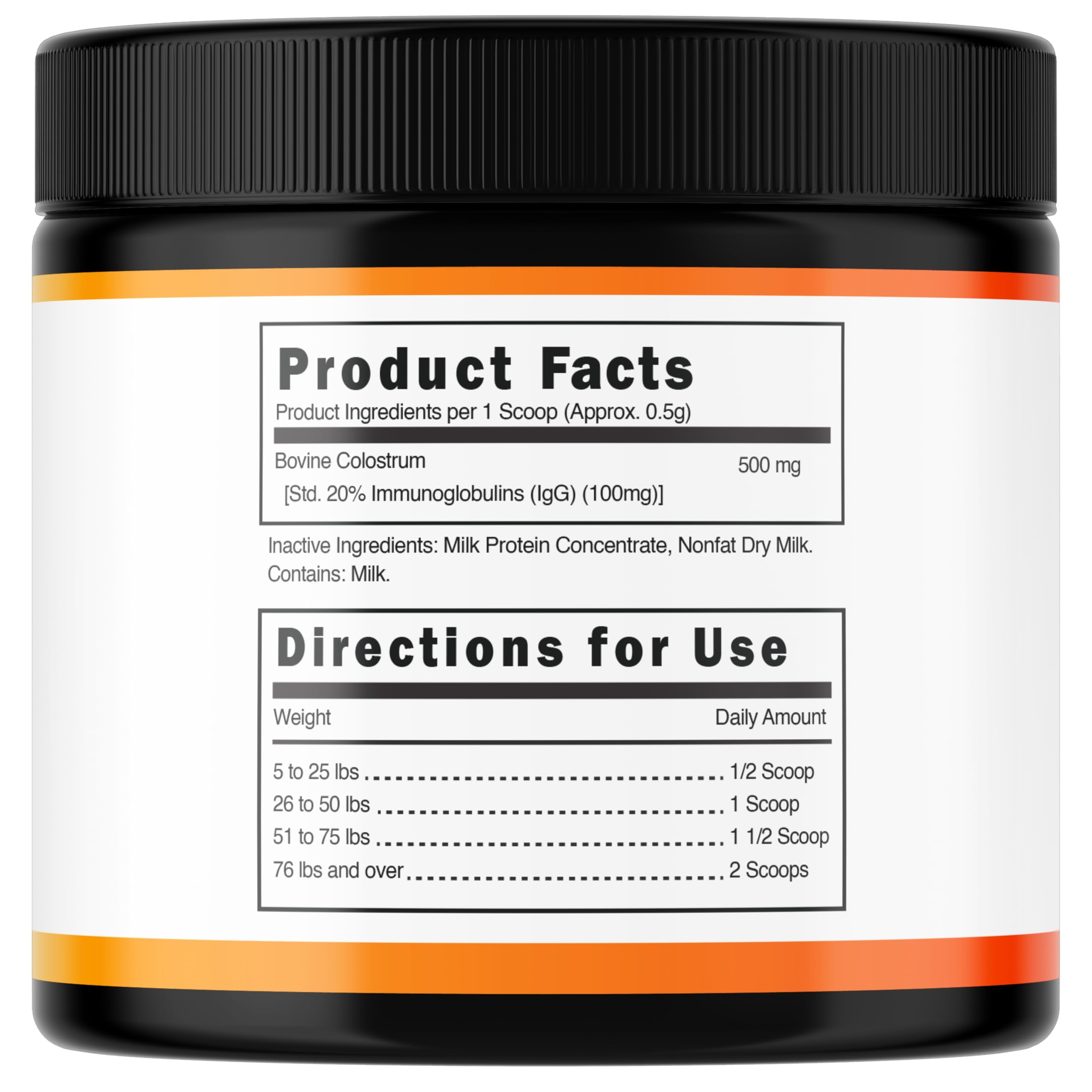 Peak Pets bovine colostrum powder texture shown for convenient daily feeding