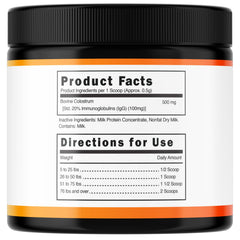 Peak Pets bovine colostrum powder texture shown for convenient daily feeding