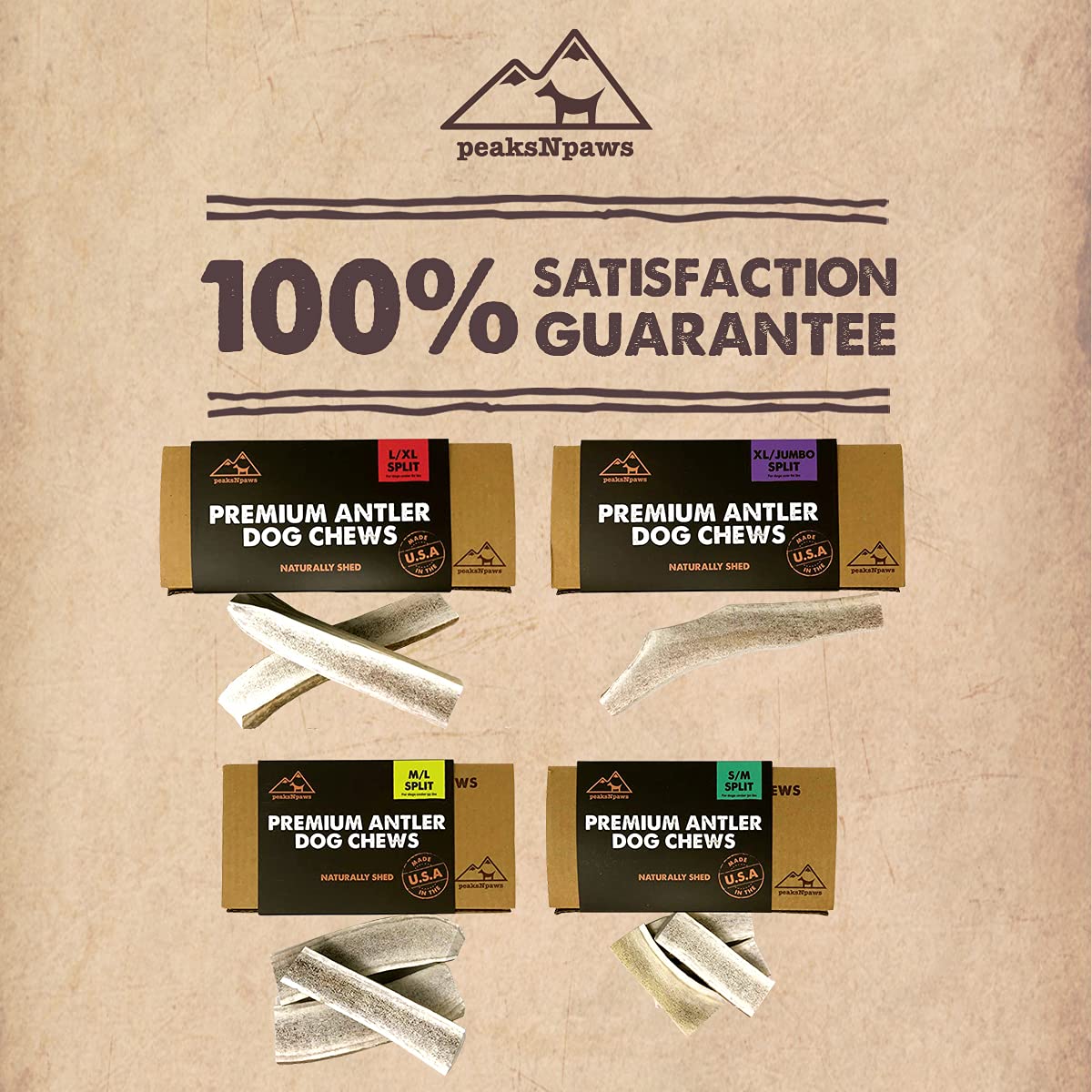 peaksNpaws elk antler durable chew session promotes mental stimulation