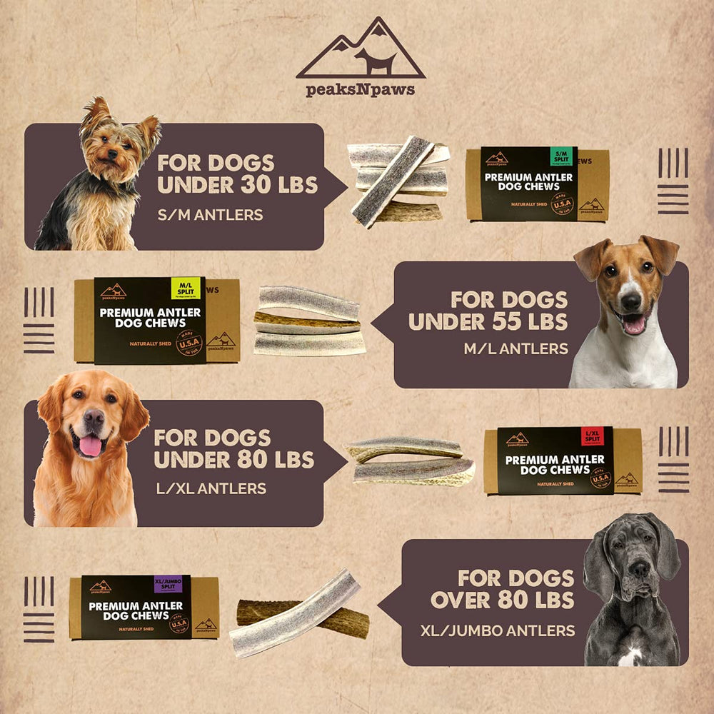 peaksNpaws elk antler natural odor-low note supports calmer dog chew sessions