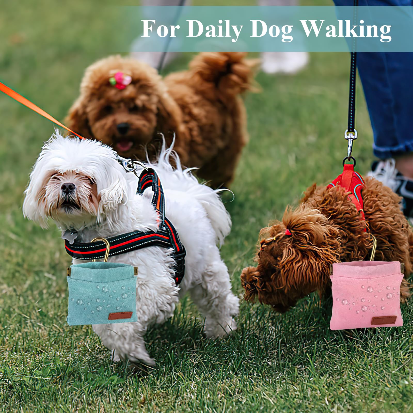 PEASUG 2Pcs Dog Treat Pouches durable-carabiner keeps the pouch secure.