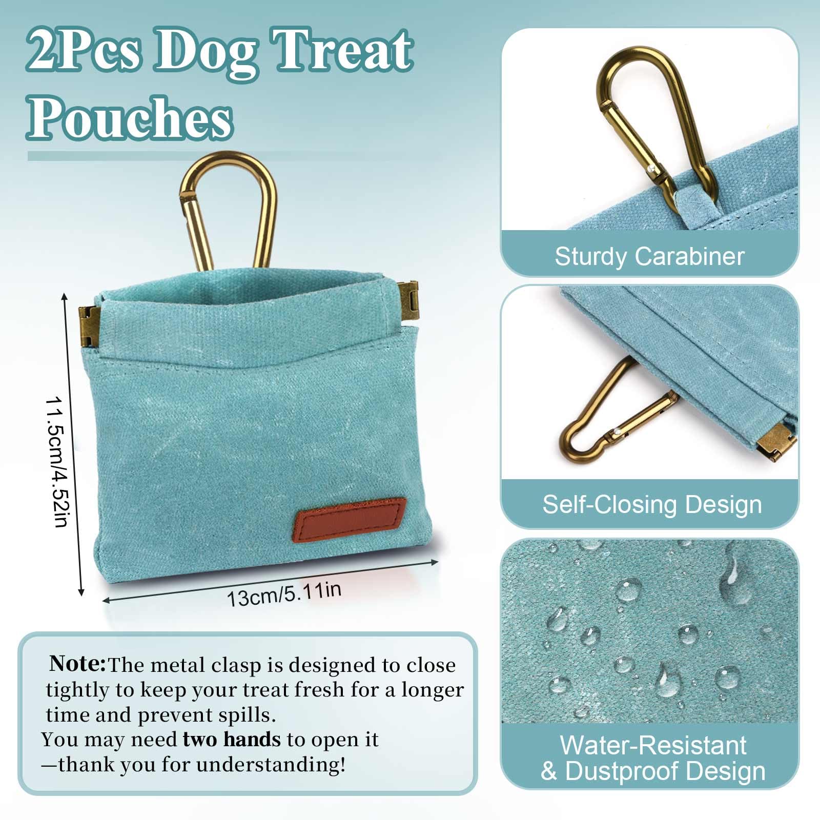 PEASUG 2Pcs Dog Treat Pouches one-handed-access for quick rewards on the go.