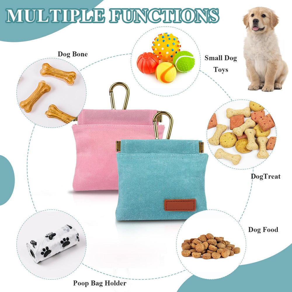 PEASUG 2Pcs Dog Treat Pouches self-sealing-closure prevents spills during walks.