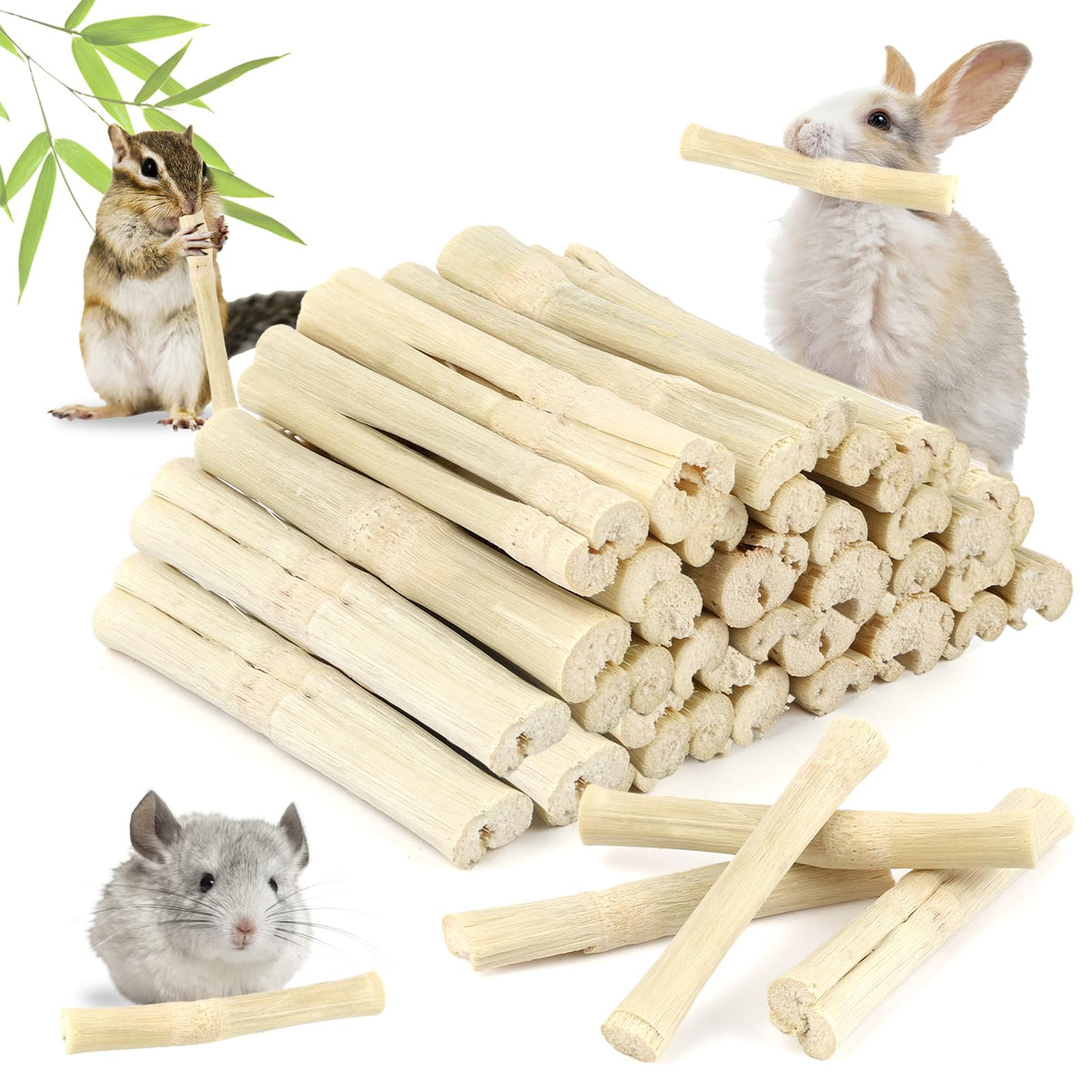 PEASUG 300g Sweet Bamboo Chew Sticks packaging shown, keeping treats fresh for pets.