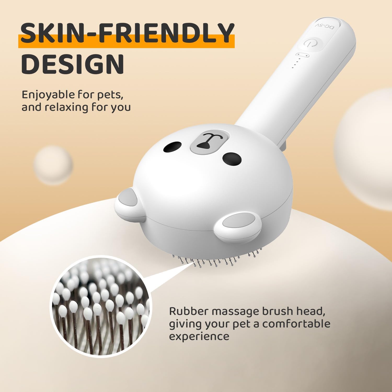 Pecait Cat Steam Brush cute design makes grooming enjoyable.
